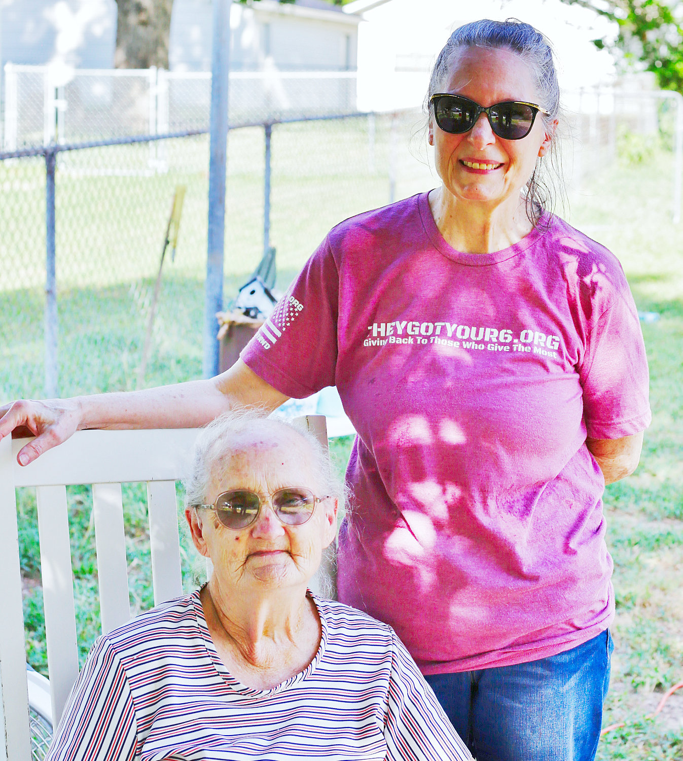 Betty Schackleford with friend and neighbor Julie Porter.